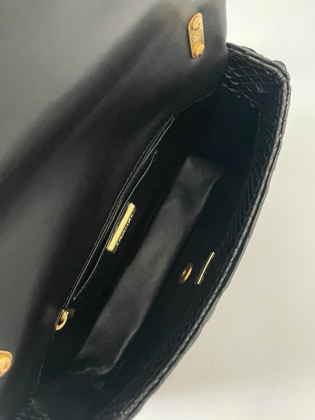 Chanel SMALL FLAP BAG Snakeskin & Gold-Tone Metal AS3214 black&gold