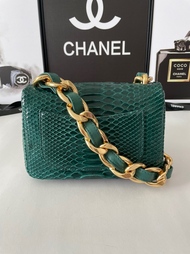 Chanel SMALL FLAP BAG Snakeskin & Gold-Tone Metal AS3214 green