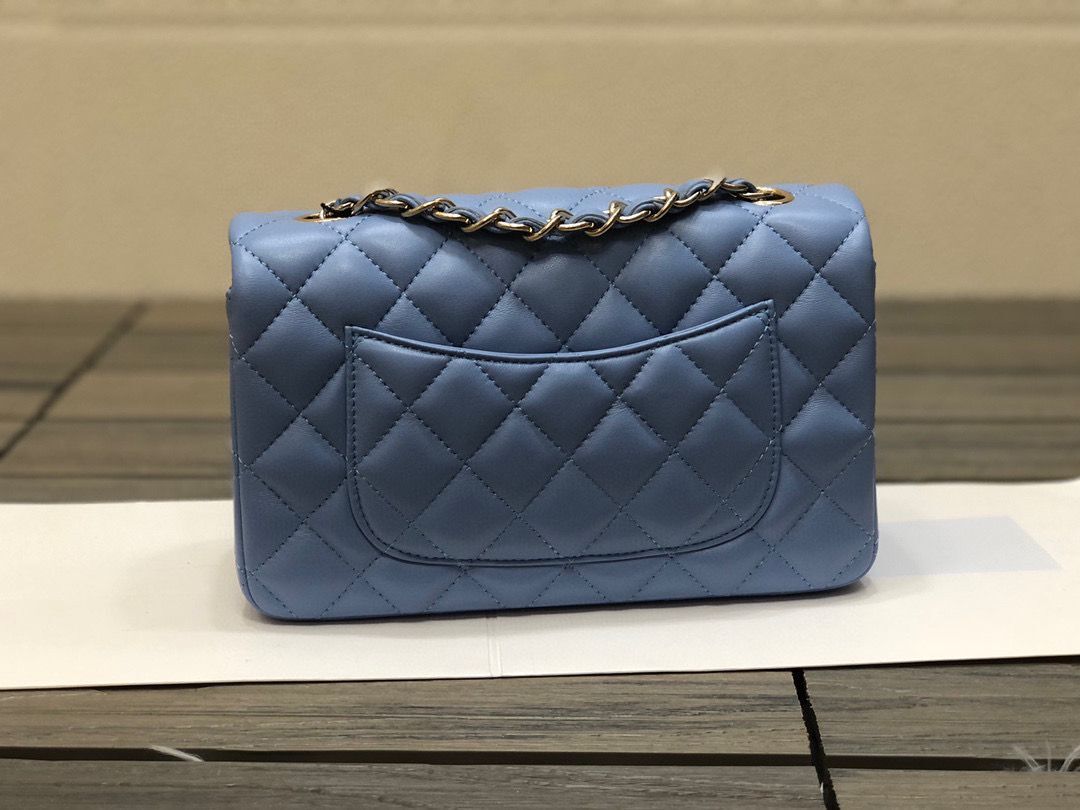 Chanel Classic mini Flap Original Sheepskin Leather Bag 1116 Blue