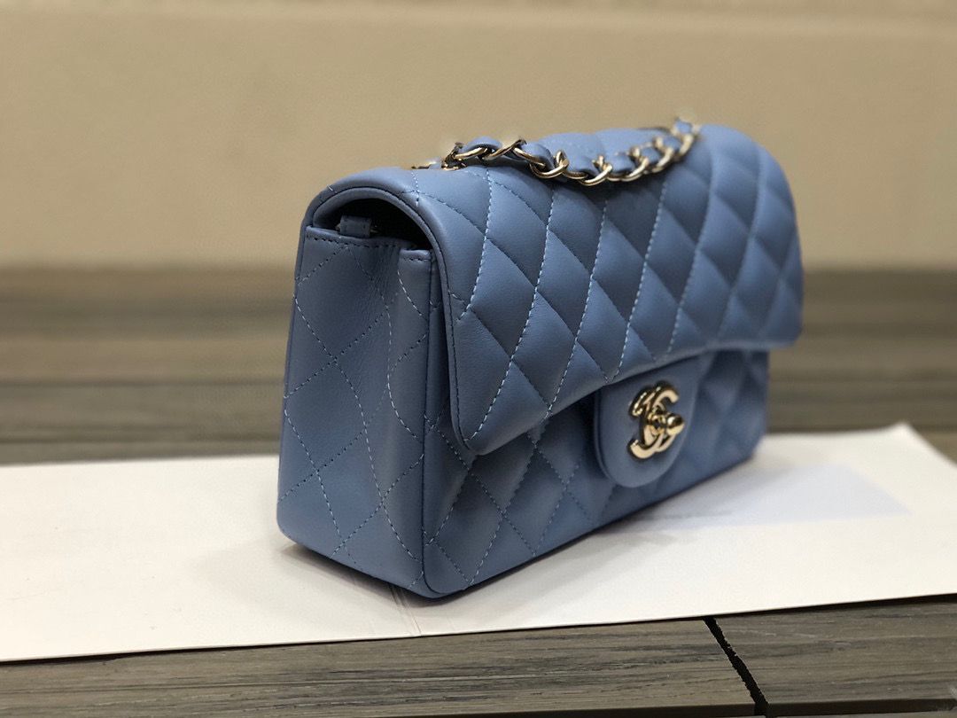 Chanel Classic mini Flap Original Sheepskin Leather Bag 1116 Blue