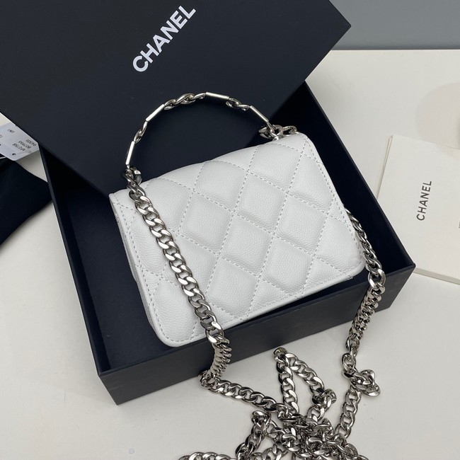 Chanel Grained Calfskin CLUTCH WITH CHAIN AP2758 white