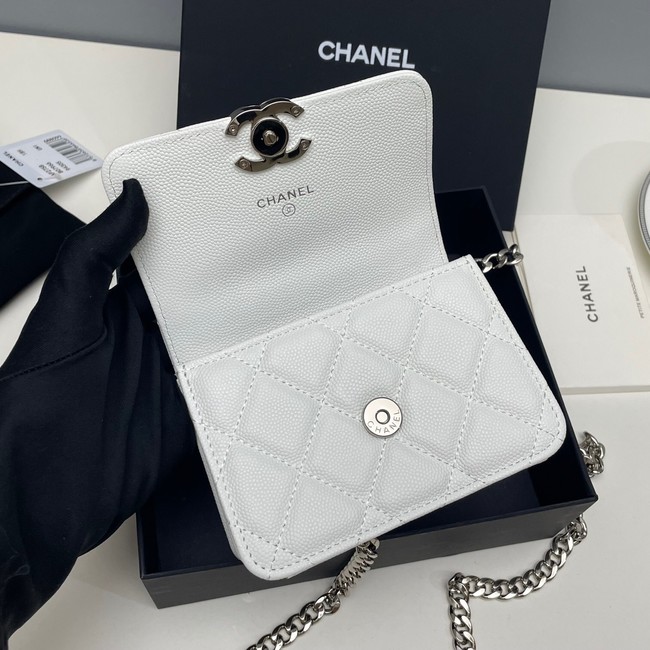 Chanel Grained Calfskin CLUTCH WITH CHAIN AP2758 white