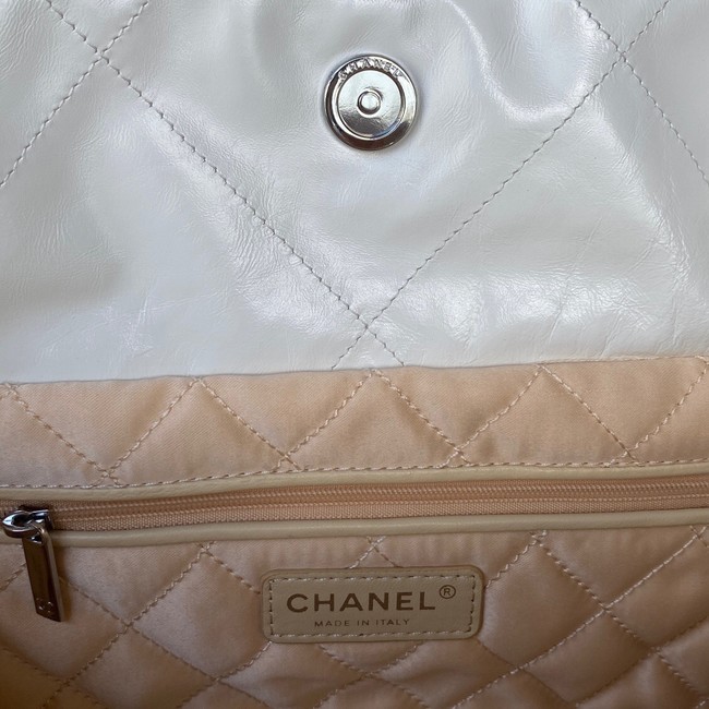 CHANEL 22 HANDBAG Calfskin & Silver-Tone Metal AS3261 white