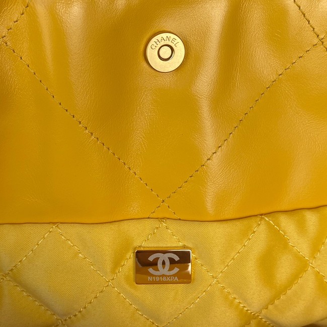 CHANEL 22 HANDBAG Shiny Calfskin & Gold-Tone Metal AS3261 yellow