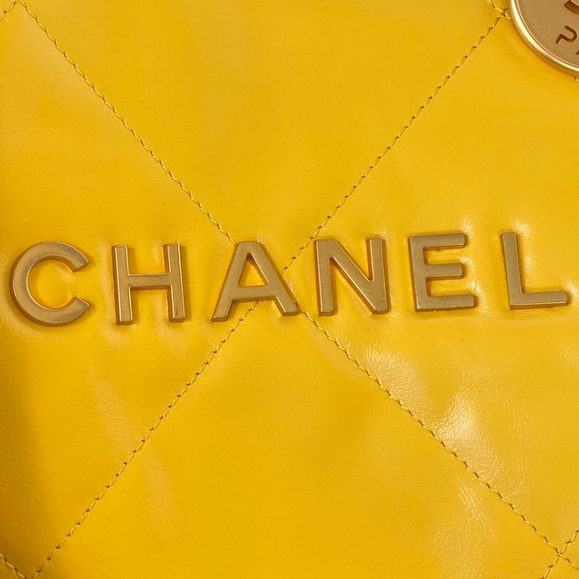 CHANEL 22 HANDBAG Shiny Calfskin & Gold-Tone Metal AS3261 yellow