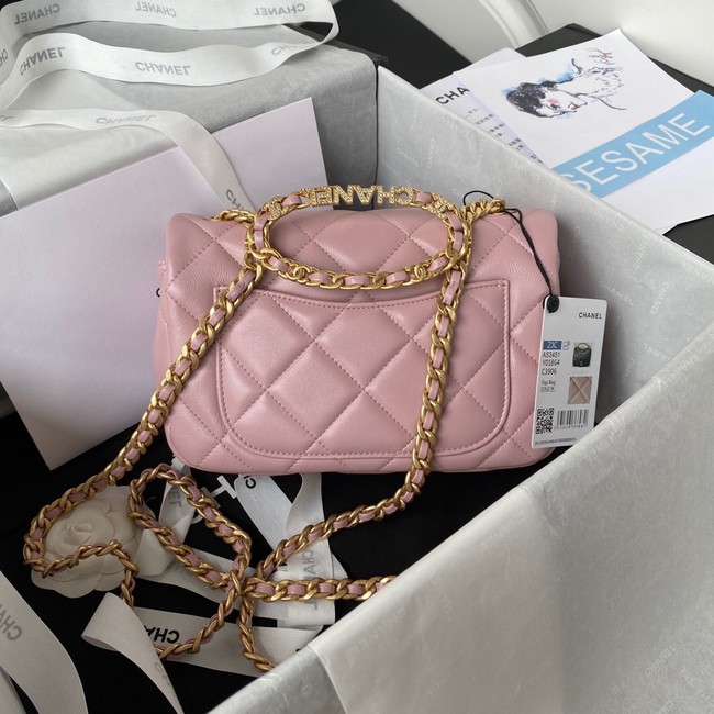 Chanel FLAP BAG Lambskin & Gold-Tone Metal AS3451 pink