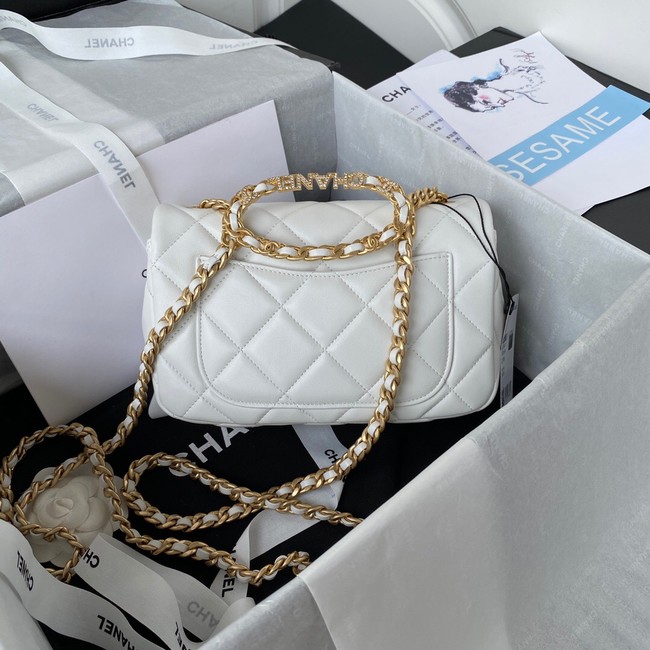 Chanel FLAP BAG Lambskin & Gold-Tone Metal AS3451 white