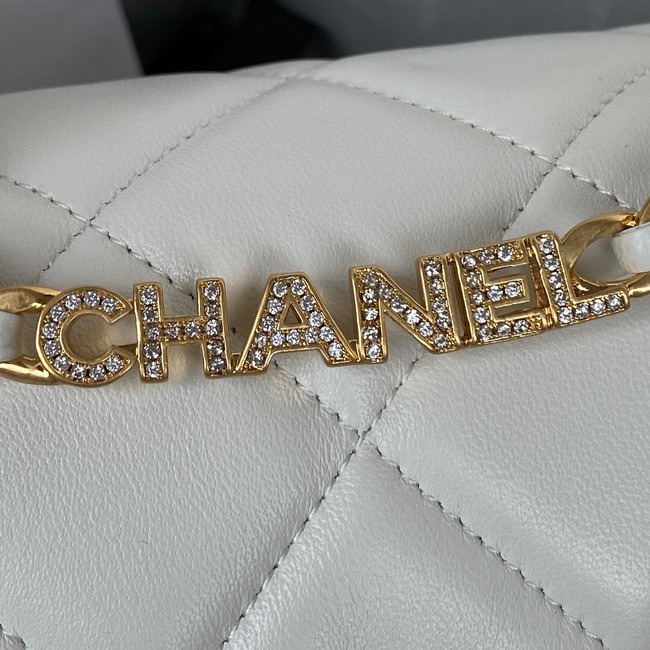 Chanel FLAP BAG Lambskin & Gold-Tone Metal AS3451 white