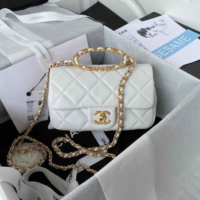 Chanel FLAP BAG Lambskin & Gold-Tone Metal AS3451 white