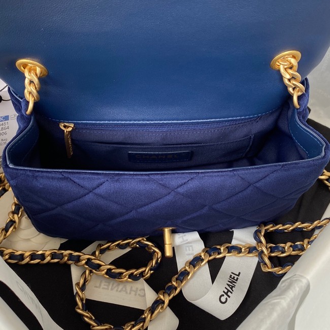 Chanel FLAP BAG Velvet & Gold-Tone Metal AS3451 blue