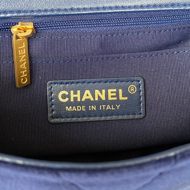 Chanel FLAP BAG Velvet & Gold-Tone Metal AS3451 blue