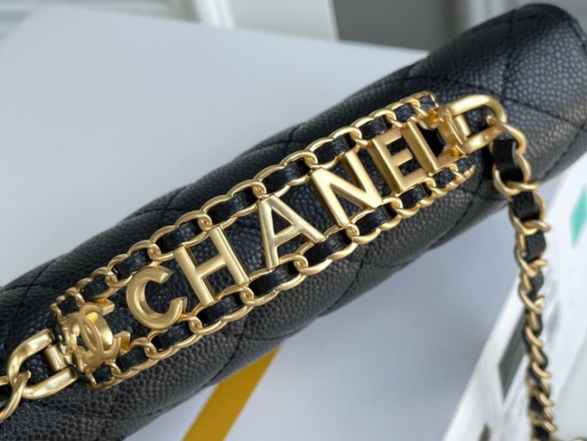 Chanel MINI FLAP BAG CLUTCH WITH CHAIN Gold-Tone Metal 22SS black