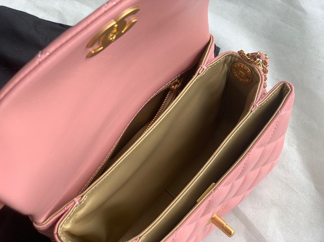 Chanel MINI FLAP BAG Lambskin & Gold-Tone Metal AS3378 pink