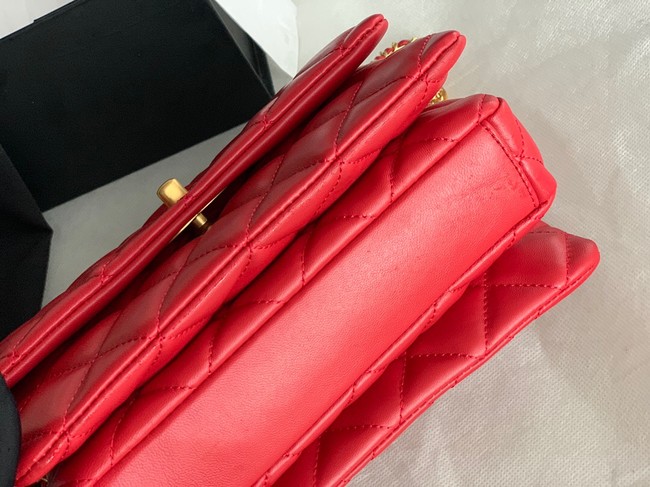 Chanel MINI FLAP BAG Lambskin & Gold-Tone Metal AS3378 red