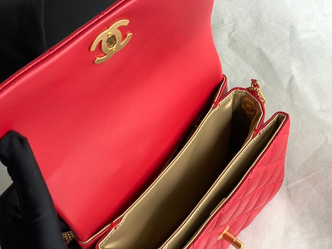 Chanel MINI FLAP BAG Lambskin & Gold-Tone Metal AS3378 red