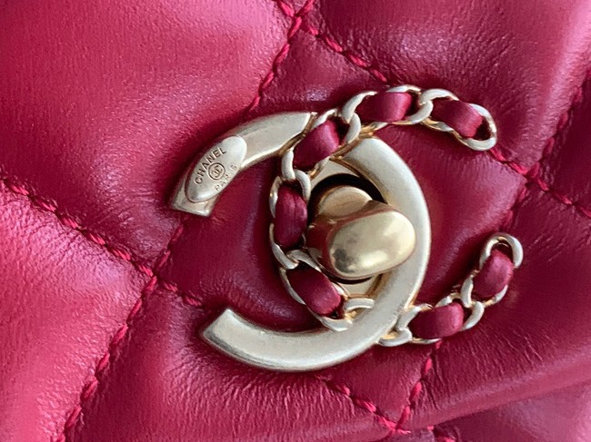Chanel MINI FLAP BAG Lambskin & Gold-Tone Metal AS3378 red