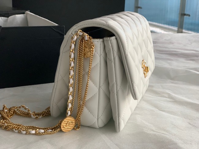 Chanel MINI FLAP BAG Lambskin & Gold-Tone Metal AS3378 white