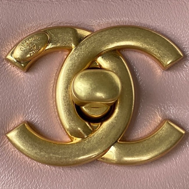 Chanel SMALL FLAP BAG Lambskin & Gold-Tone Metal AS3450 pink