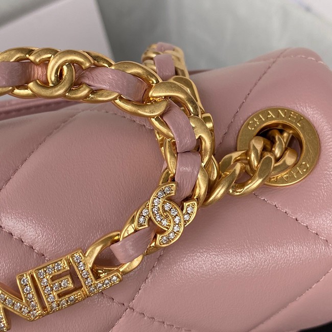 Chanel SMALL FLAP BAG Lambskin & Gold-Tone Metal AS3450 pink