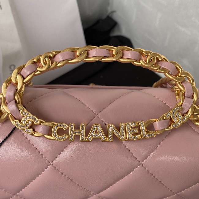 Chanel SMALL FLAP BAG Lambskin & Gold-Tone Metal AS3450 pink