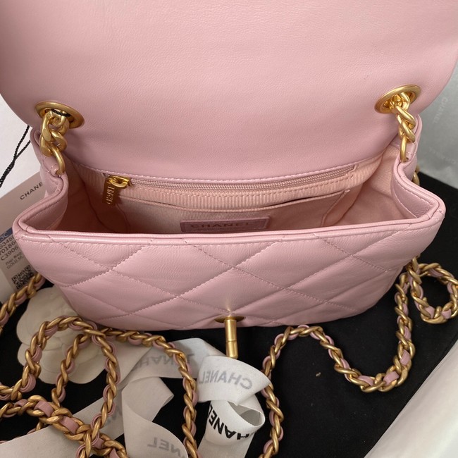 Chanel SMALL FLAP BAG Lambskin & Gold-Tone Metal AS3450 pink