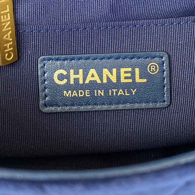 Chanel SMALL FLAP BAG Velvet & Gold-Tone Metal AS3450 blue