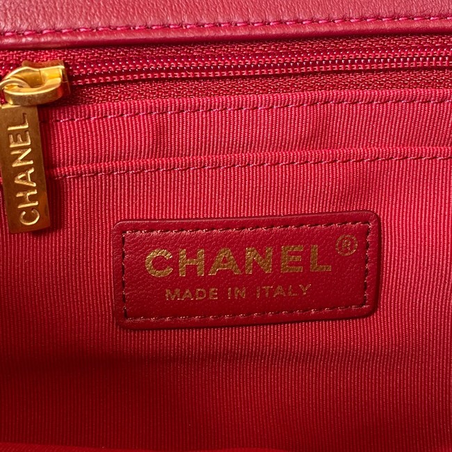 Chanel FLAP BAG Velvet & Gold-Tone Metal AS3451 Burgundy