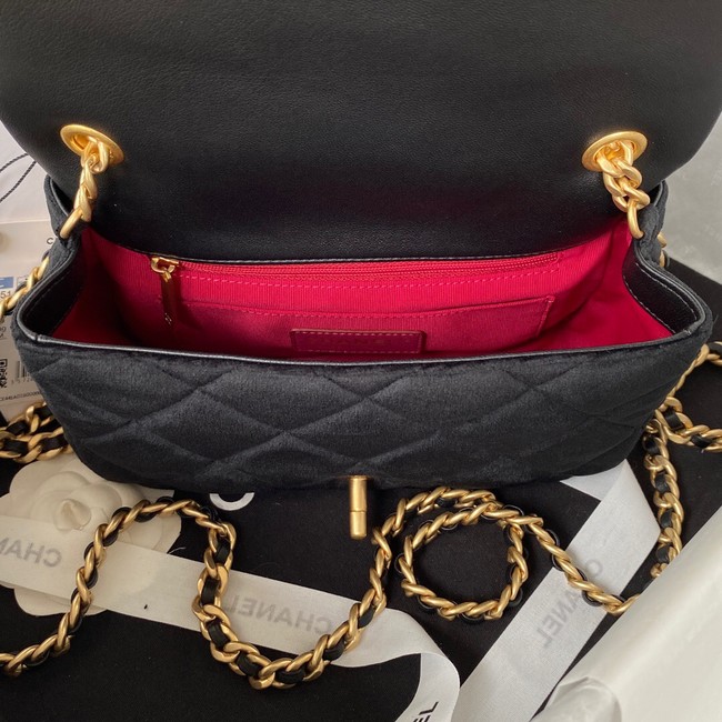 Chanel FLAP BAG Velvet & Gold-Tone Metal AS3451 black