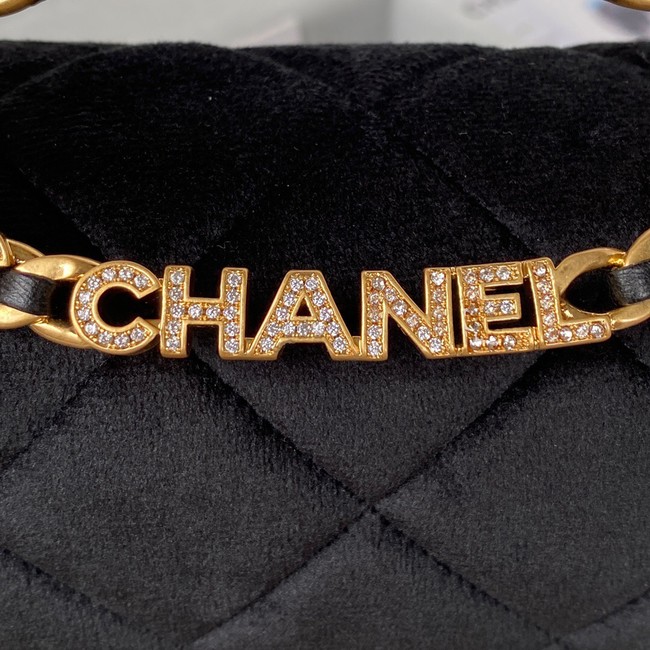 Chanel FLAP BAG Velvet & Gold-Tone Metal AS3451 black