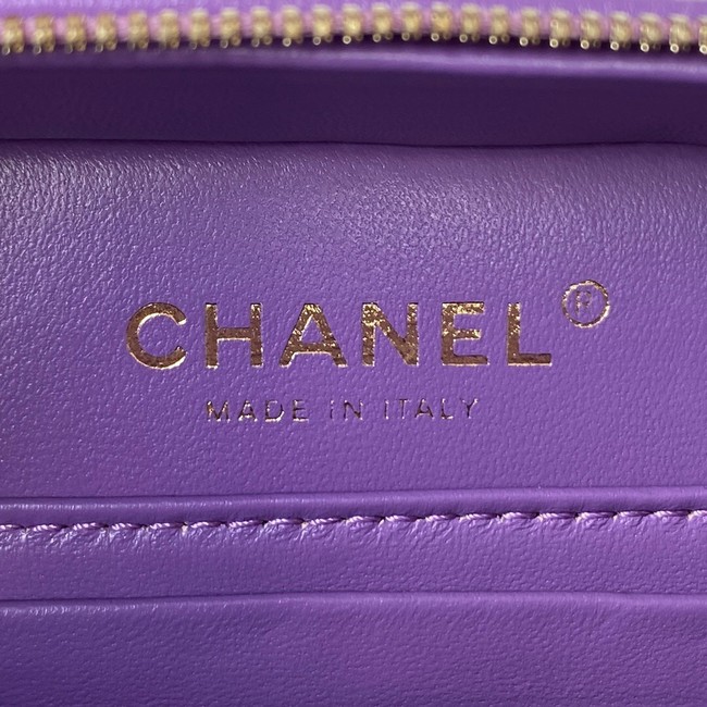 Chanel SMALL VANITY CASE Lambskin & Gold-Tone Metal AS3318 Purple