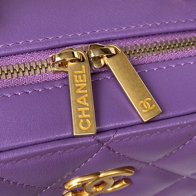 Chanel SMALL VANITY CASE Lambskin & Gold-Tone Metal AS3318 Purple