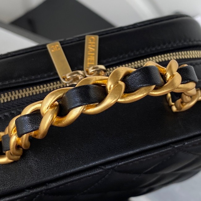 Chanel SMALL VANITY CASE Lambskin & Gold-Tone Metal AS3318 black