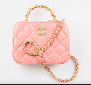 Chanel SMALL VANITY CASE Lambskin & Gold-Tone Metal AS3318 pink