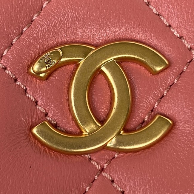 Chanel SMALL VANITY CASE Lambskin & Gold-Tone Metal AS3318 pink