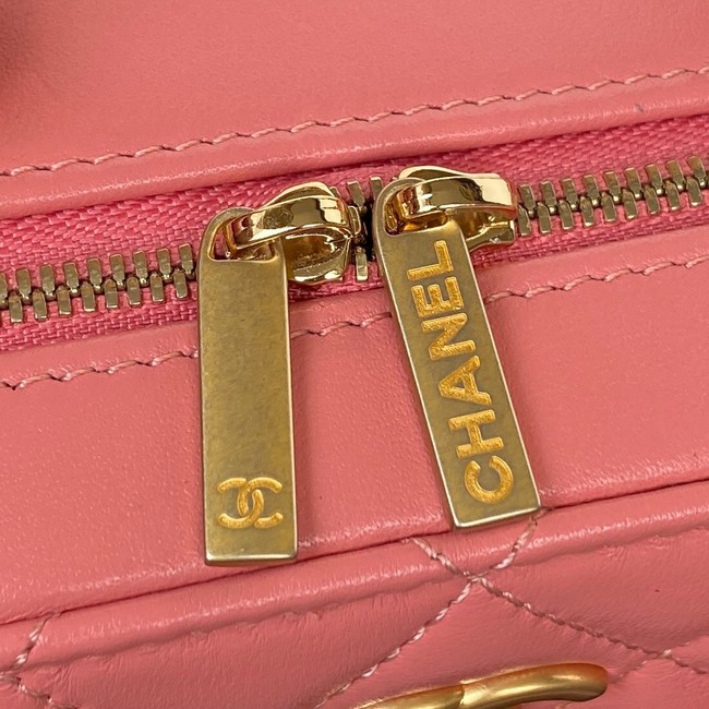 Chanel SMALL VANITY CASE Lambskin & Gold-Tone Metal AS3318 pink