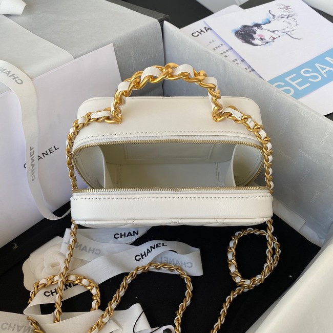Chanel SMALL VANITY CASE Lambskin & Gold-Tone Metal AS3318 white 