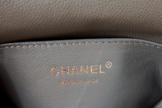 SMALL BOY CHANEL MESSENGER BAG Grained Calfskin & Gold-Tone Metal AS3350 Dark Gray