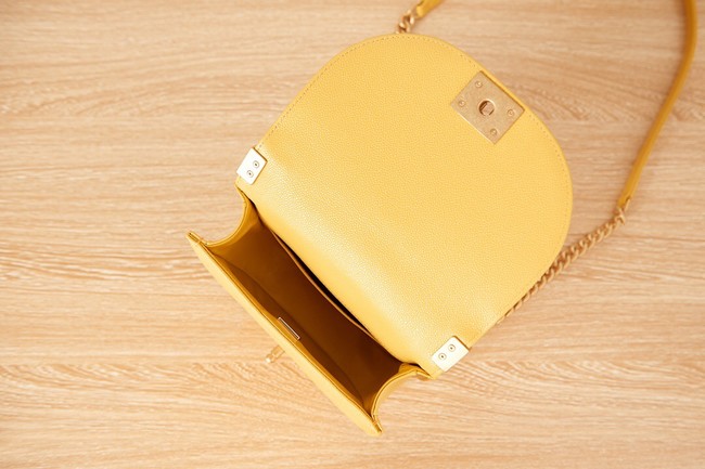 SMALL BOY CHANEL MESSENGER BAG Grained Calfskin & Gold-Tone Metal AS3350 yellow