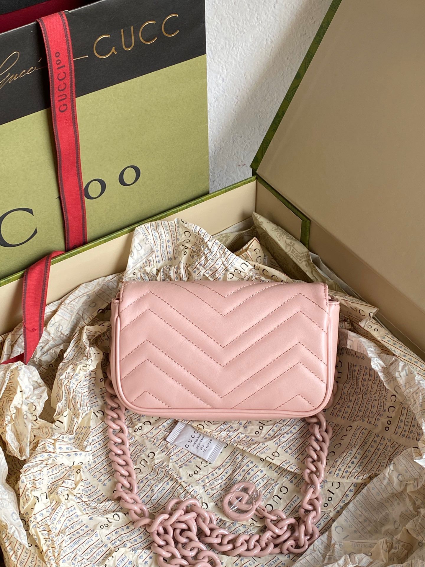 Gucci GG Marmont super mini pink bag 476433 pink chain