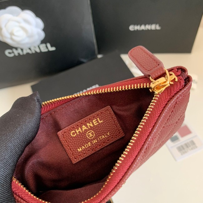 Chanel Calfskin Leather & Gold-Tone Metal A69271 Burgundy