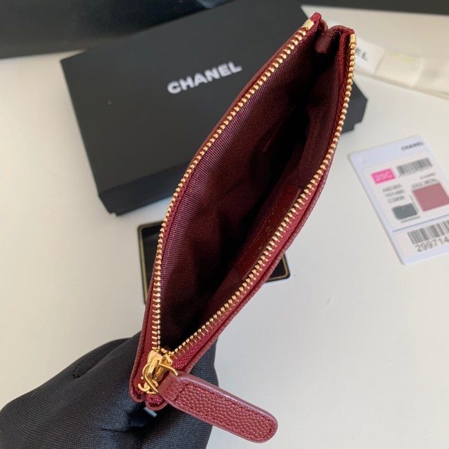 Chanel Calfskin Leather & Gold-Tone Metal A69271 Burgundy