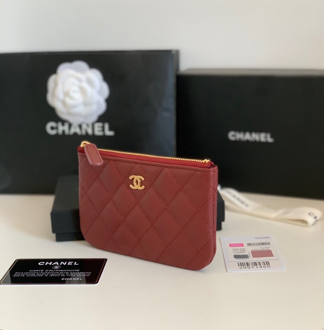 Chanel Calfskin Leather & Gold-Tone Metal A69271 Burgundy