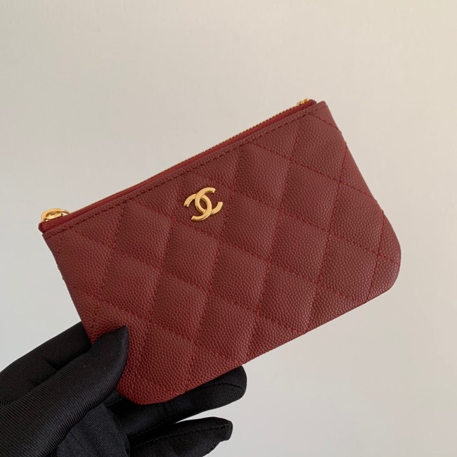 Chanel Calfskin Leather & Gold-Tone Metal A69271 Burgundy
