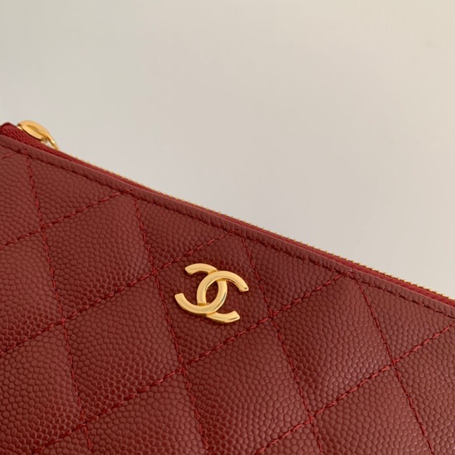 Chanel Calfskin Leather & Gold-Tone Metal A69271 Burgundy