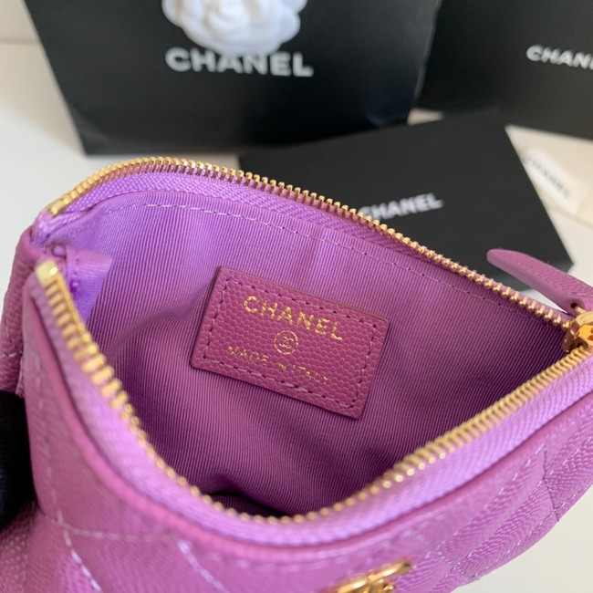 Chanel Calfskin Leather & Gold-Tone Metal A69271 Lavender