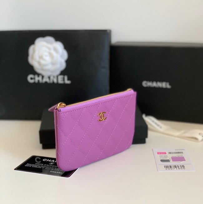 Chanel Calfskin Leather & Gold-Tone Metal A69271 Lavender