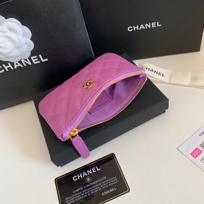 Chanel Calfskin Leather & Gold-Tone Metal A69271 Lavender