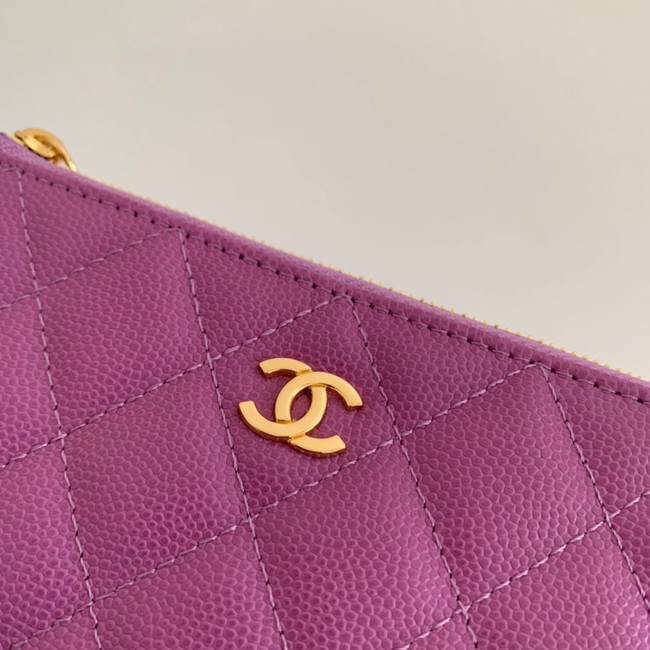 Chanel Calfskin Leather & Gold-Tone Metal A69271 Lavender