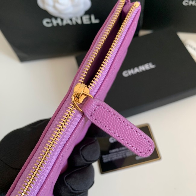 Chanel Calfskin Leather & Gold-Tone Metal A69271 Lavender