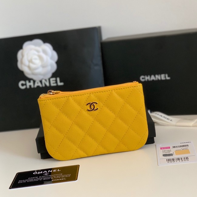 Chanel Calfskin Leather & Gold-Tone Metal A69271 yellow